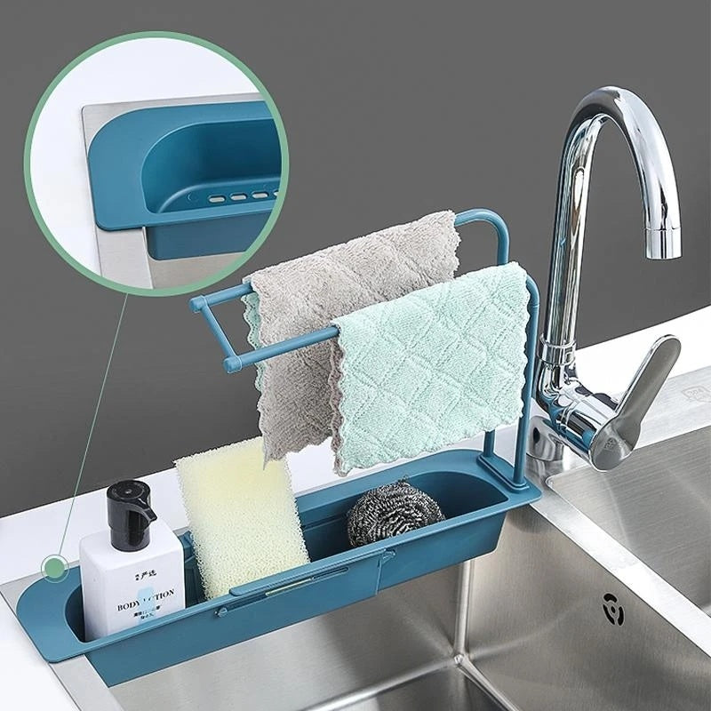 Telescopic Sink Rack Holder Expandable Storage Drain Basket