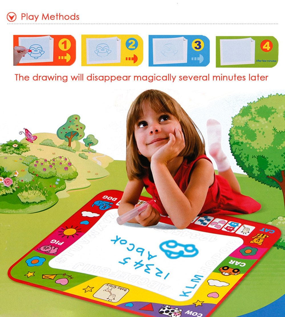 Baby Kids Add Water with Magic Pen Doodle Painting Picture Water Drawing Play Mat 80 x 60cm