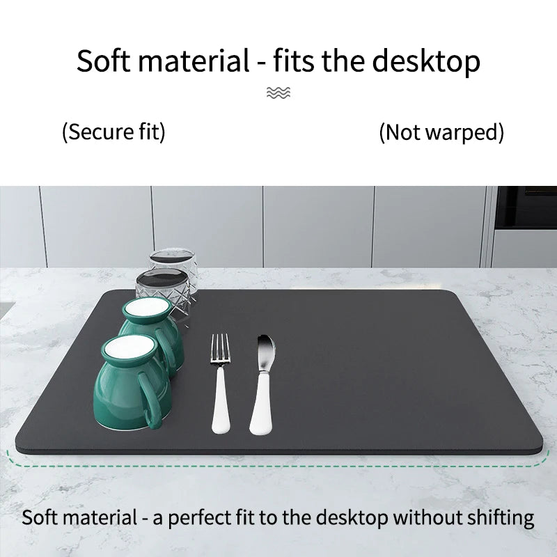 Kitchen Absorbent Tableware Placemats Rubber Drain Pad Heat Resistant Counter Mat Water Dispenser Machine Moisture-proof Mat