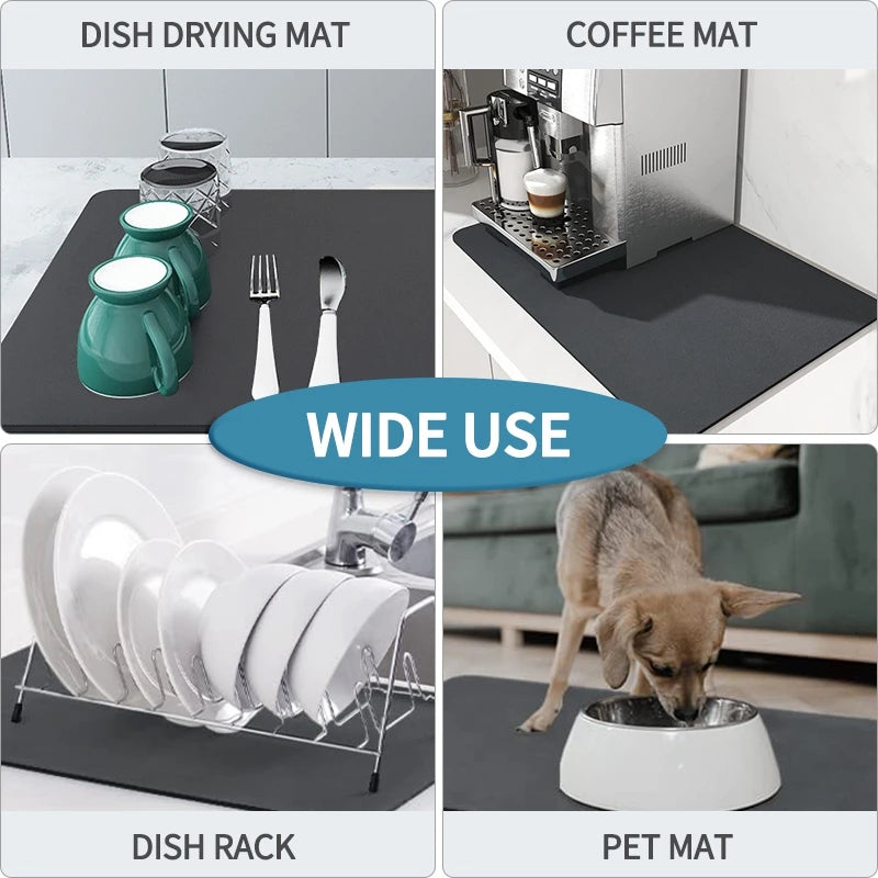 Kitchen Absorbent Tableware Placemats Rubber Drain Pad Heat Resistant Counter Mat Water Dispenser Machine Moisture-proof Mat