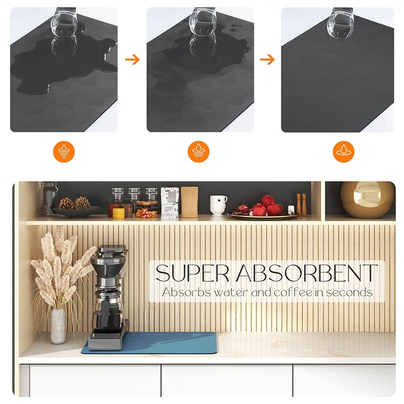 Kitchen Absorbent Tableware Placemats Rubber Drain Pad Heat Resistant Counter Mat Water Dispenser Machine Moisture-proof Mat