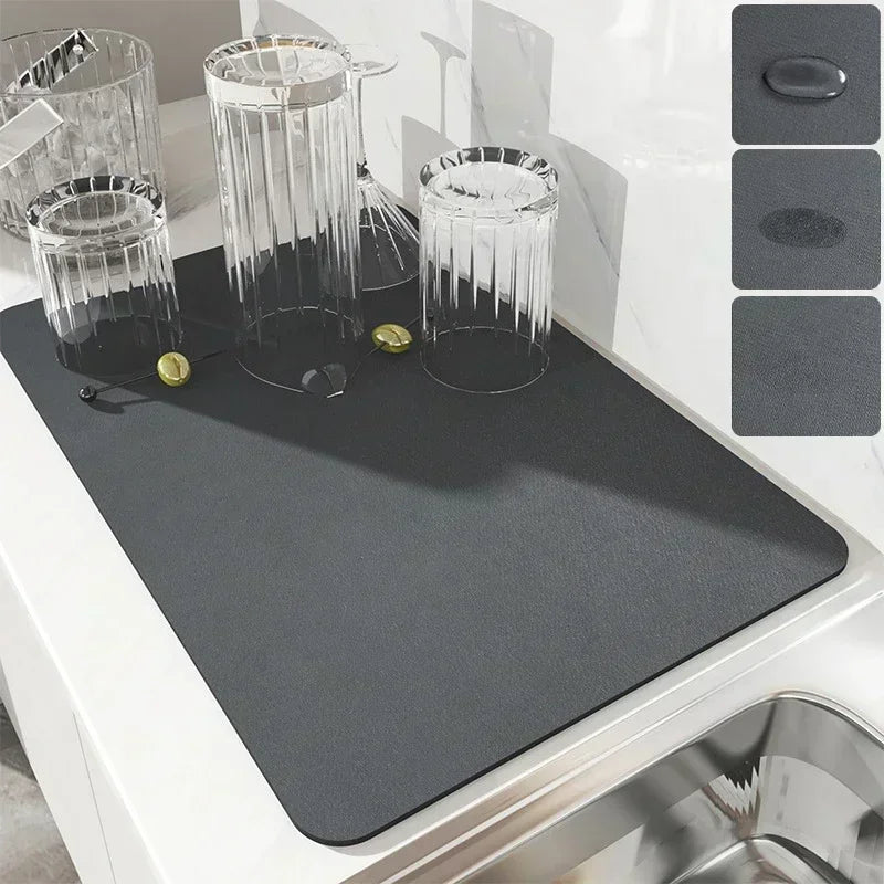 Kitchen Absorbent Tableware Placemats Rubber Drain Pad Heat Resistant Counter Mat Water Dispenser Machine Moisture-proof Mat