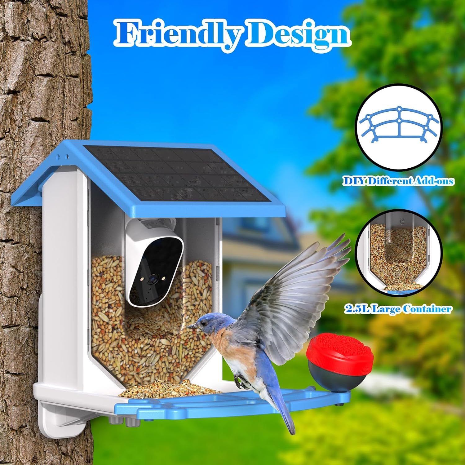 Smart Bird Feeder With Camera Solar Powered WIFI 4MP