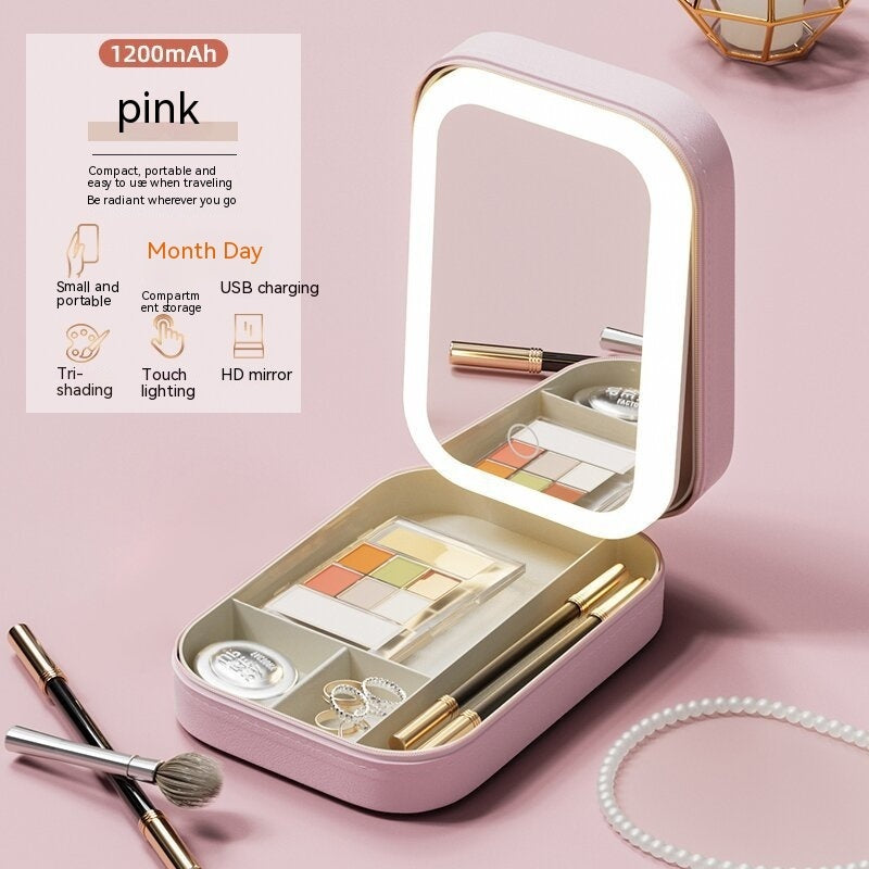 Makeup Storage Box With LED Light Mirror | Glow Mirror