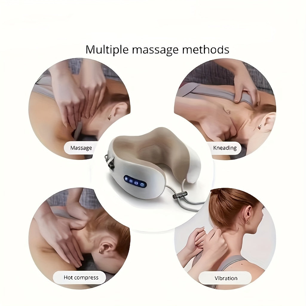 Electric U-Shaped Neck & Shoulder Massager with Heated Memory Sponge